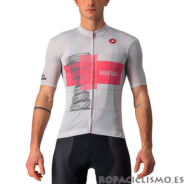 2021 Maillot Giro d'Italia Tirantes Mangas Cortas Blanco Rosa